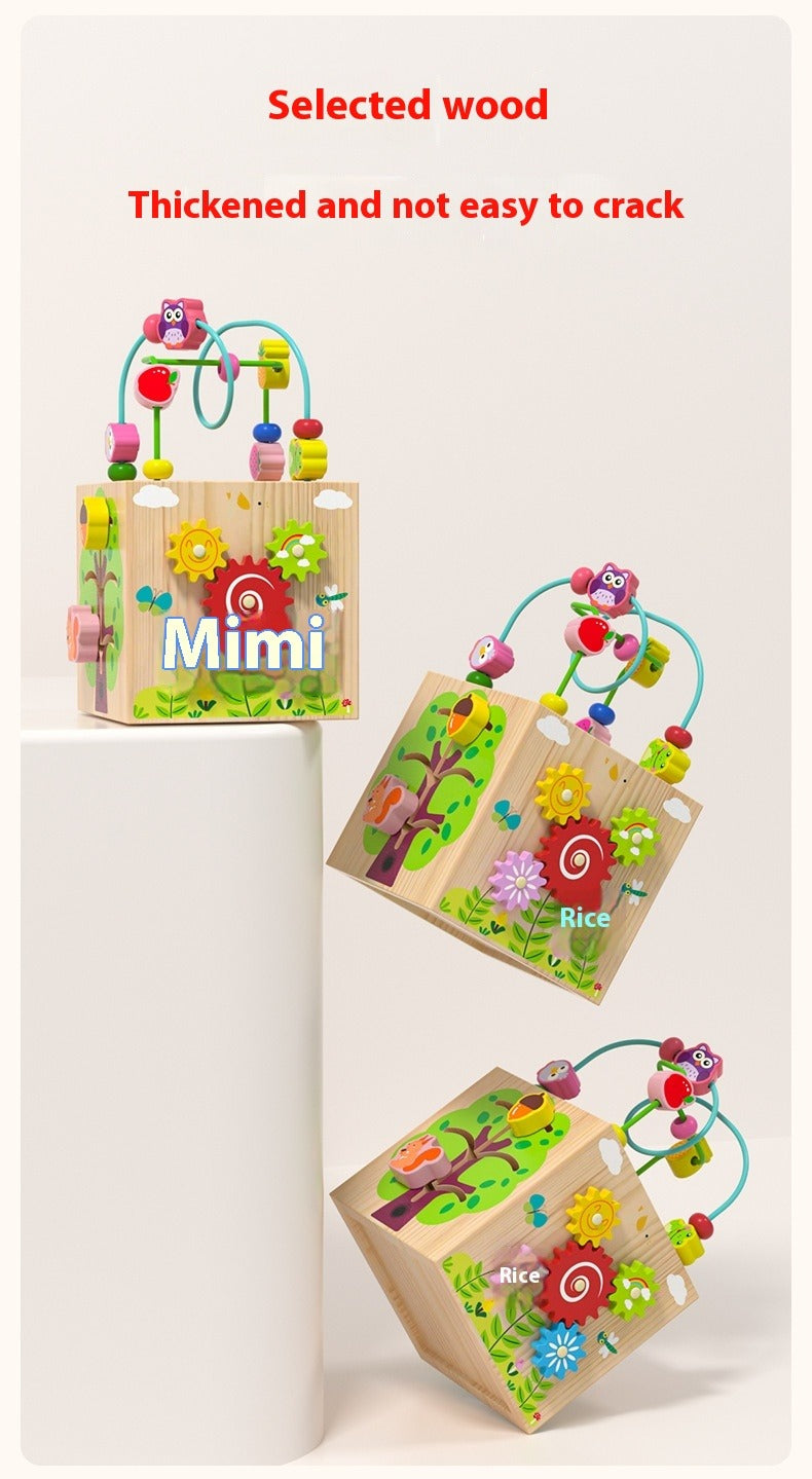 Wooden Multifunctional Puzzle Beads Treasure Box for Kids
