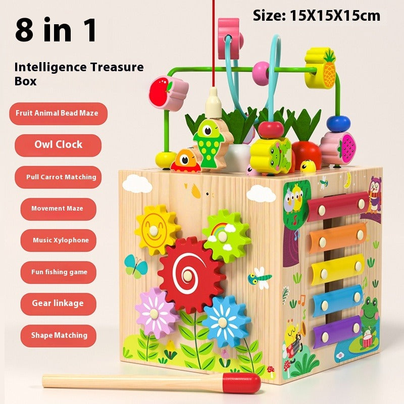 Wooden Multifunctional Puzzle Beads Treasure Box for Kids